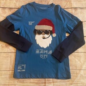 Denim & Flower Blue Santa Long Sleeve Tee